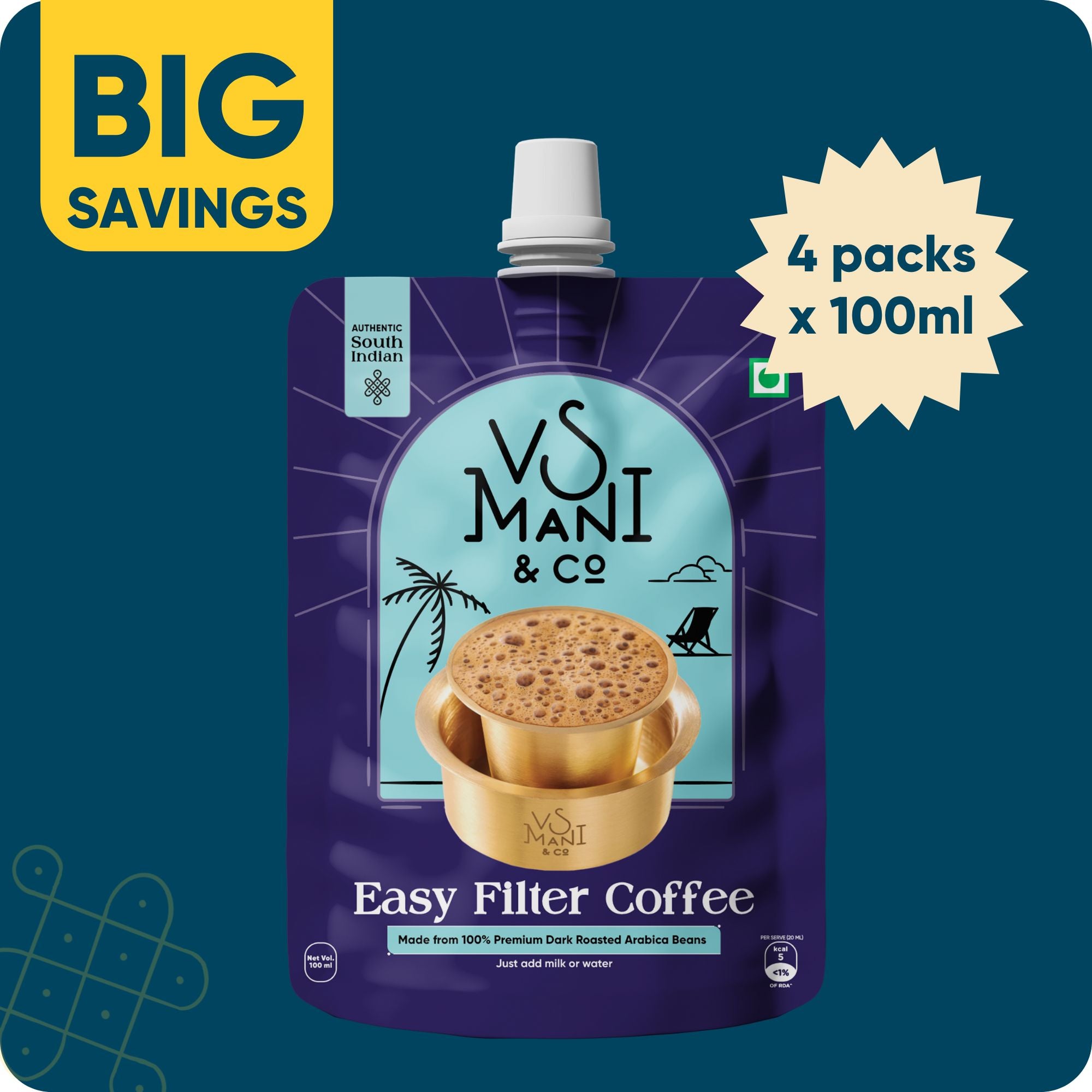Easy Filter Coffee - 100% Arabica | 100 ML x 4 Packs